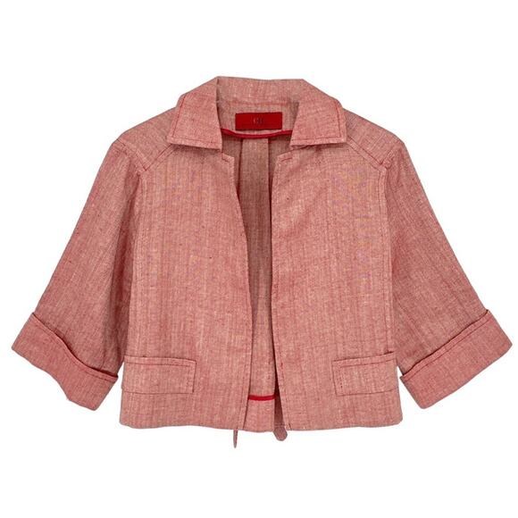 CAROLINA HERRERA Cropped Open Front Silk Blend Jacket 4 - Picture 1 of 10